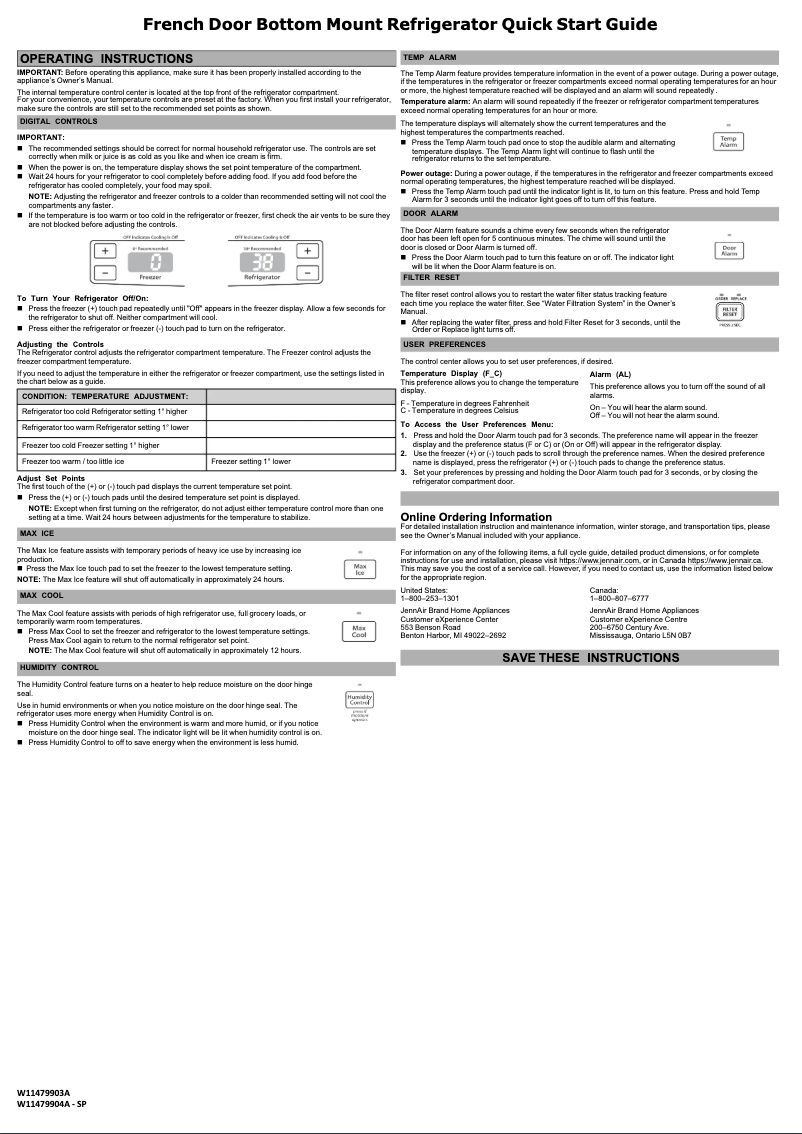 Página 1 del manual Guía de inicio rápido JennAir JFC2089BEP