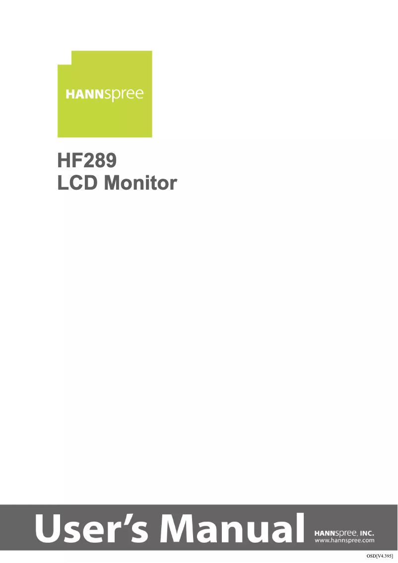 Page 1 de la notice Manuel utilisateur Hannspree HF289