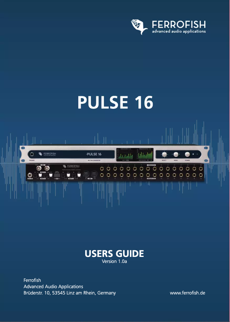 Page 1 de la notice Manuel utilisateur Ferrofish Pulse 16