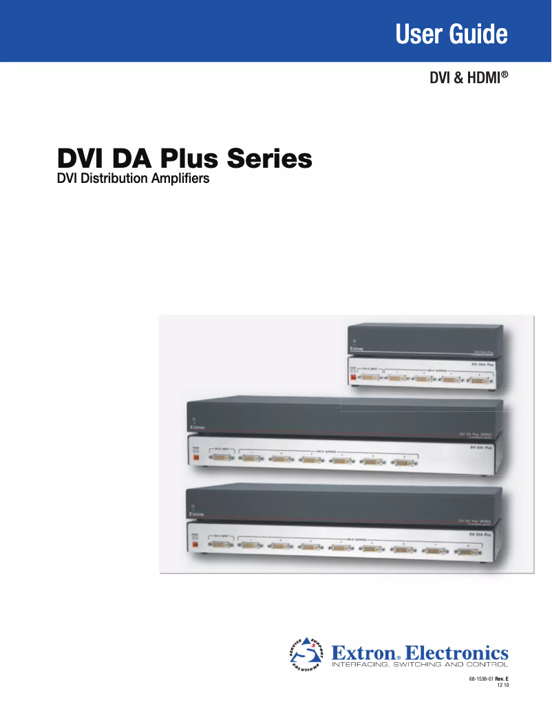 Page n°1 - Manuel utilisateur Extron DVI DA8 Plus