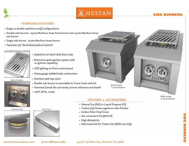 Page n°1 - Fiche technique Hestan AGB122-NG-GG