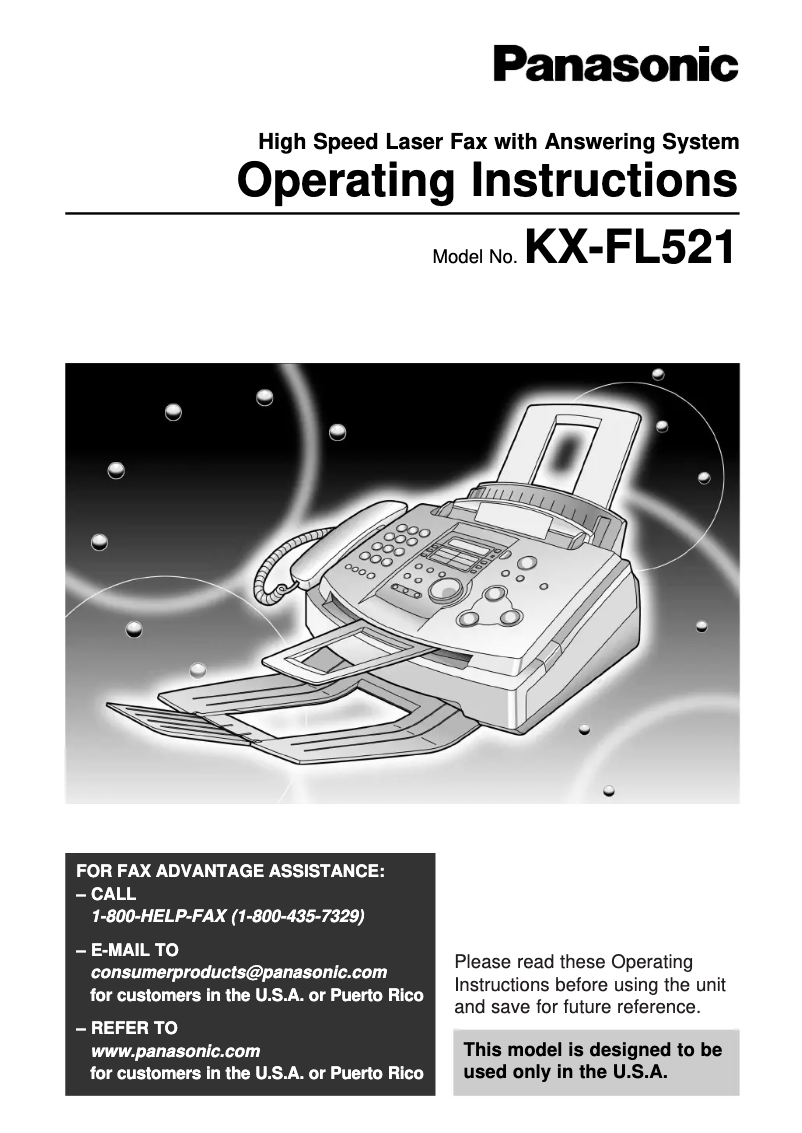 Page 1 de la notice Manuel utilisateur Panasonic KX-FL521