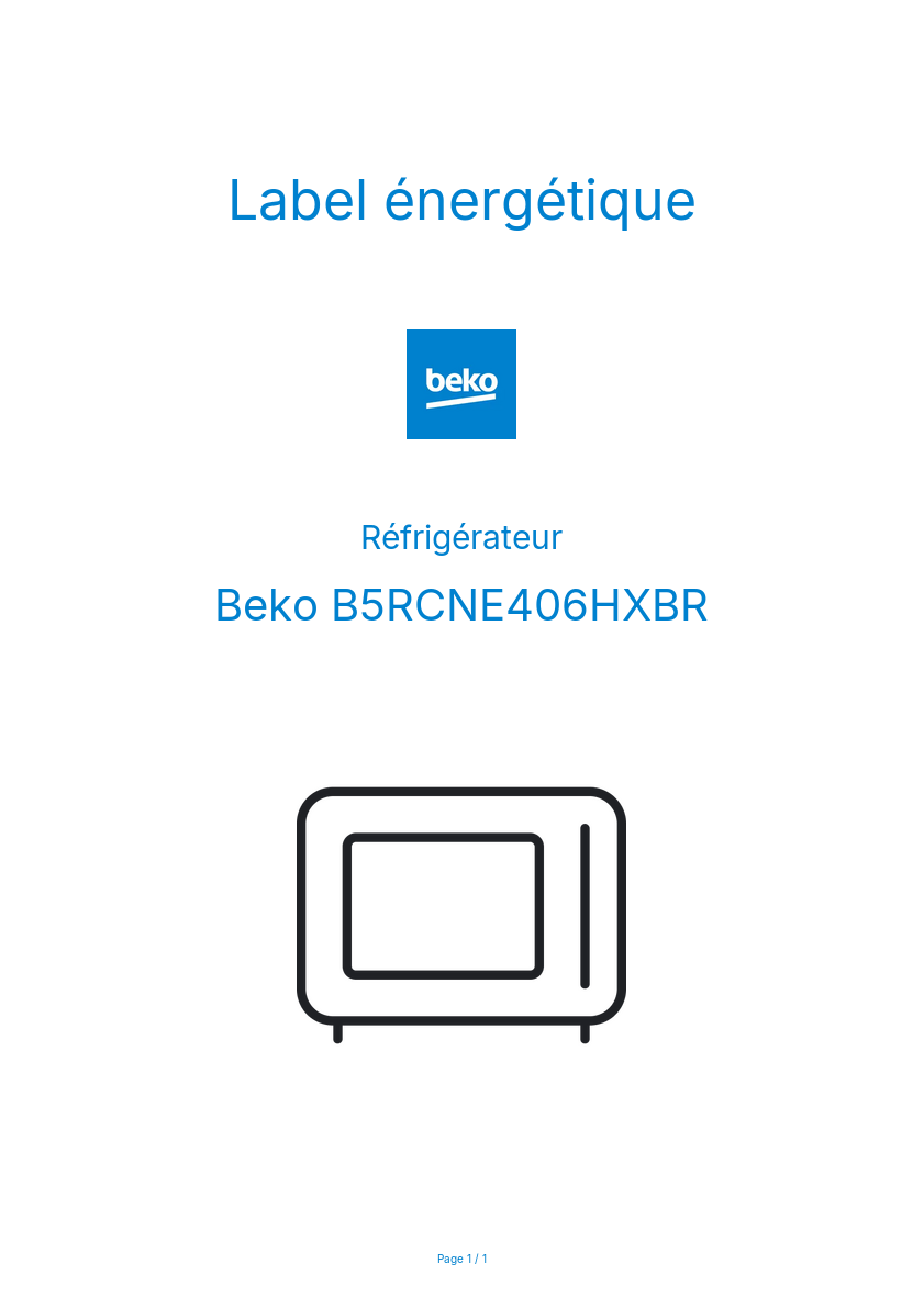 Image de la première page du manuel de l'appareil B5RCNE406HXBR
