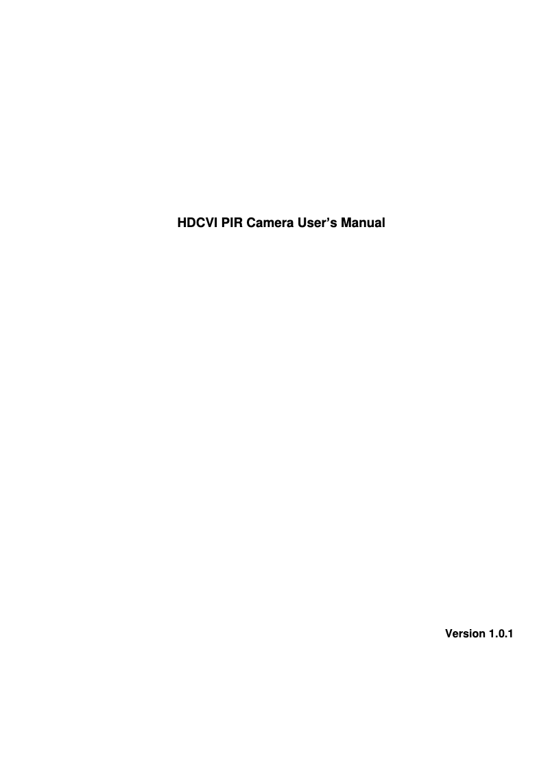 Image de la première page du manuel de l'appareil Lite DH-HAC-HUM1220AN-W-0280P-PIR