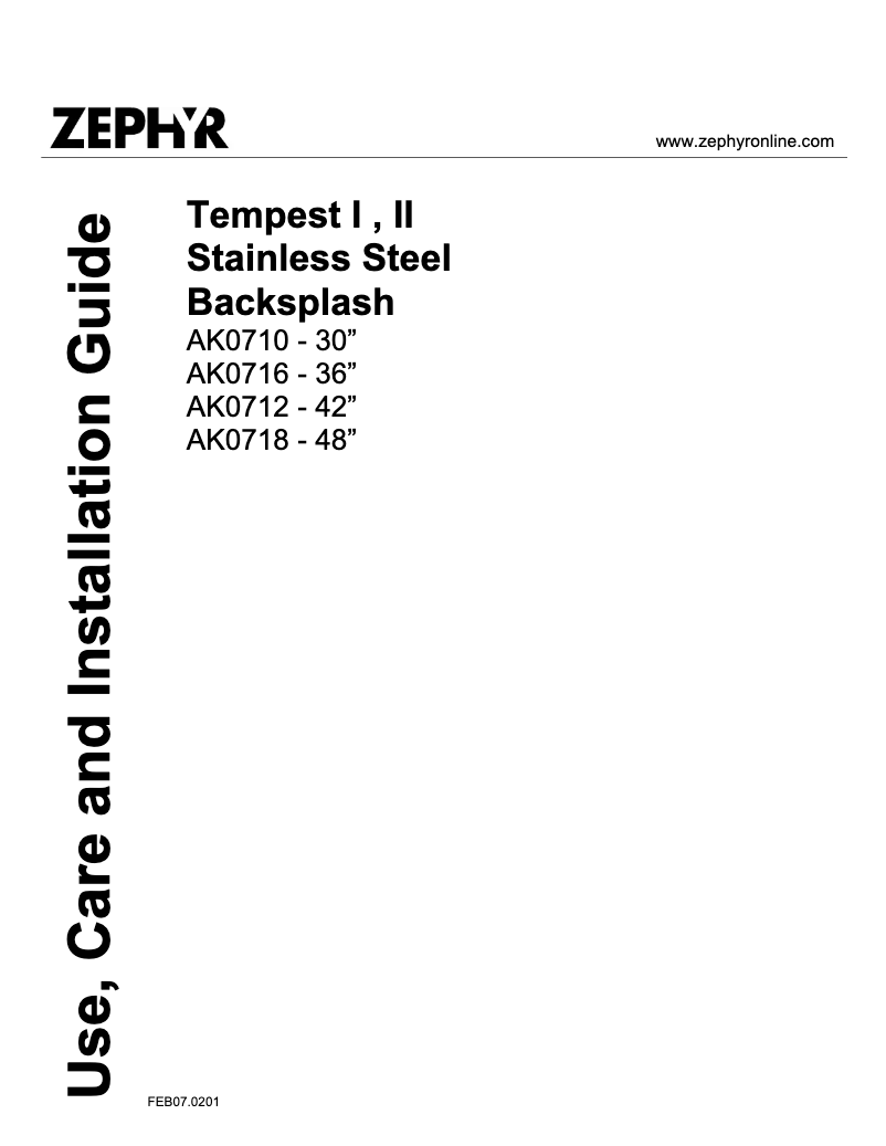 Page n°1 - Manuel utilisateur Zephyr AK0716