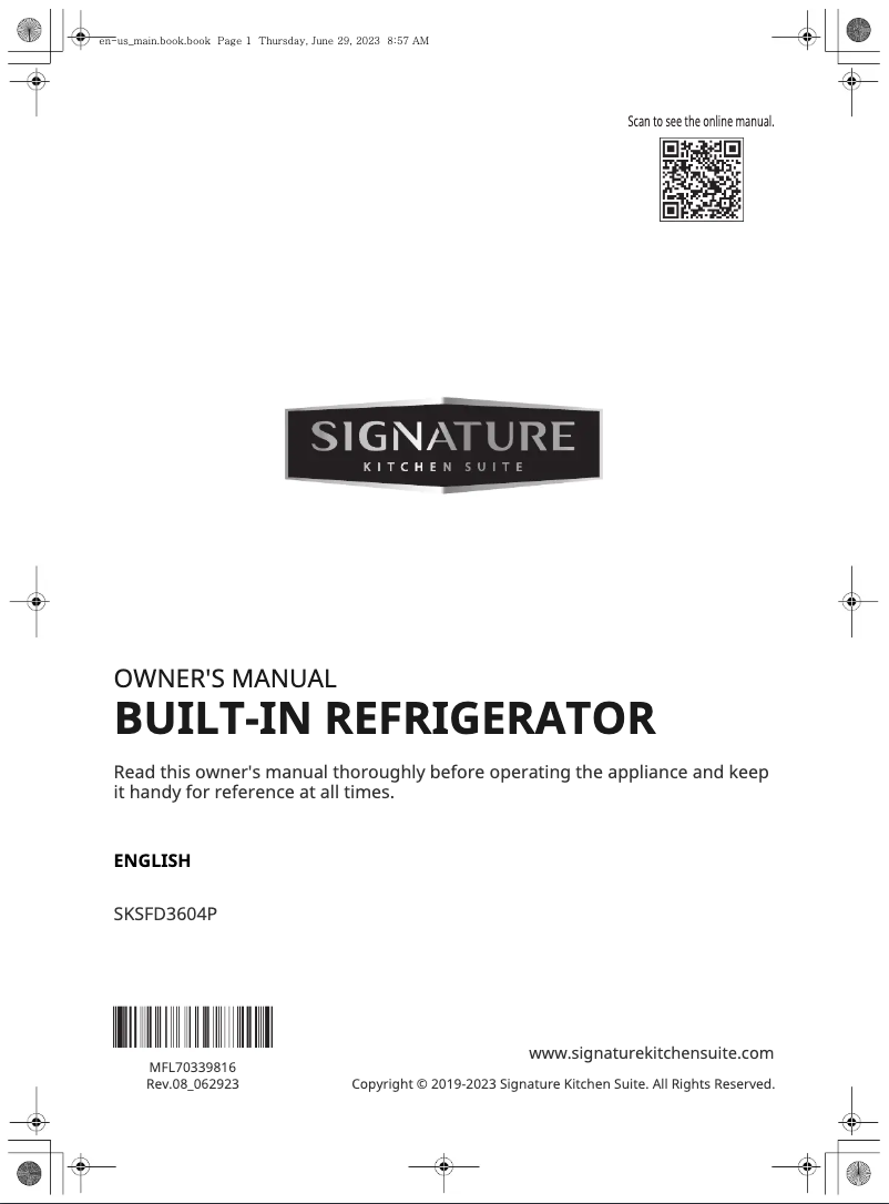 Page n°1 - Manuel utilisateur Signature SKSFD3604P
