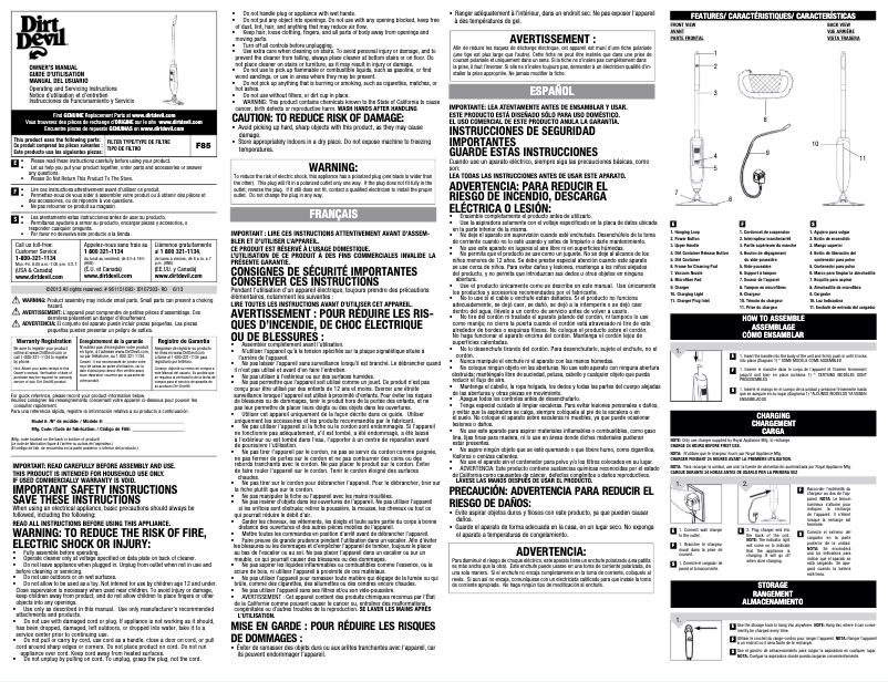 Page 1 de la notice Manuel utilisateur Dirt Devil Vac+Dust BD21005