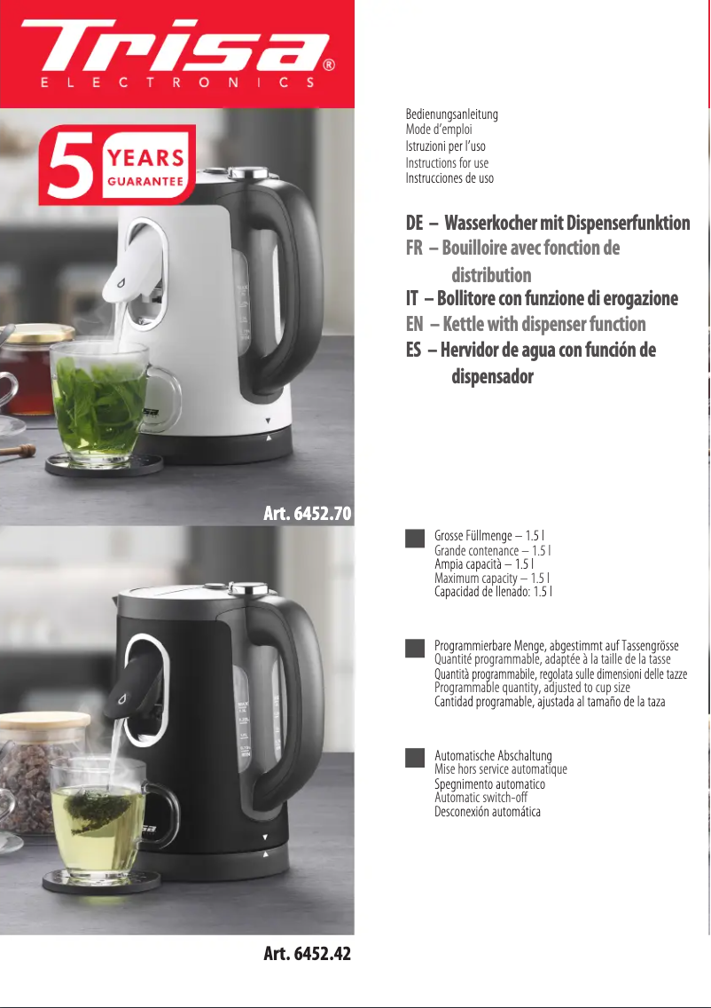 Page 1 de la notice Manuel utilisateur Trisa 2 in 1 Perfect Cup 6452.42