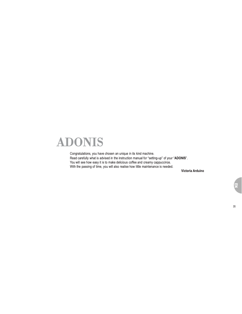 Image de la première page du manuel de l'appareil Adonis