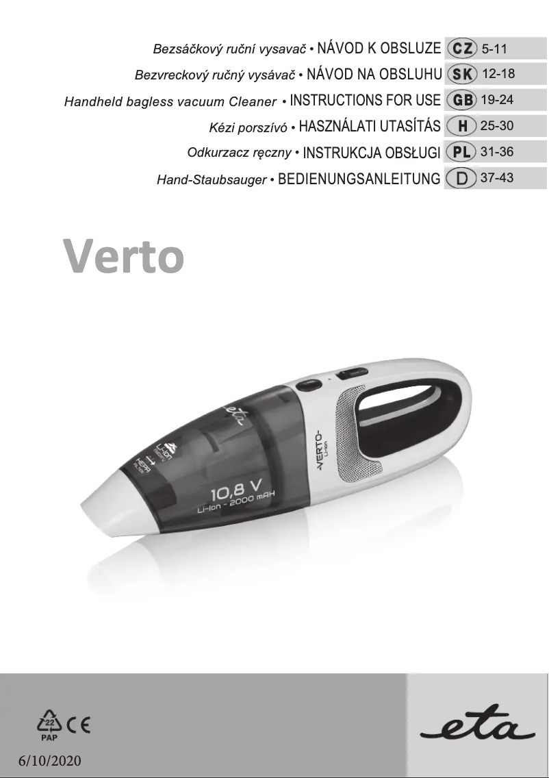 Page n°1 - Manuel utilisateur Eta Verto