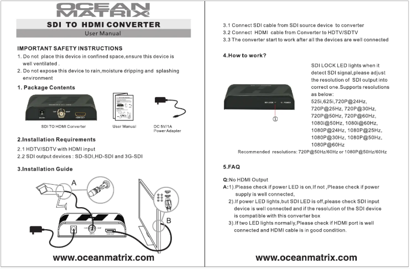 Page n°1 - Manuel utilisateur Ocean Matrix OMX-SDI-HDMI