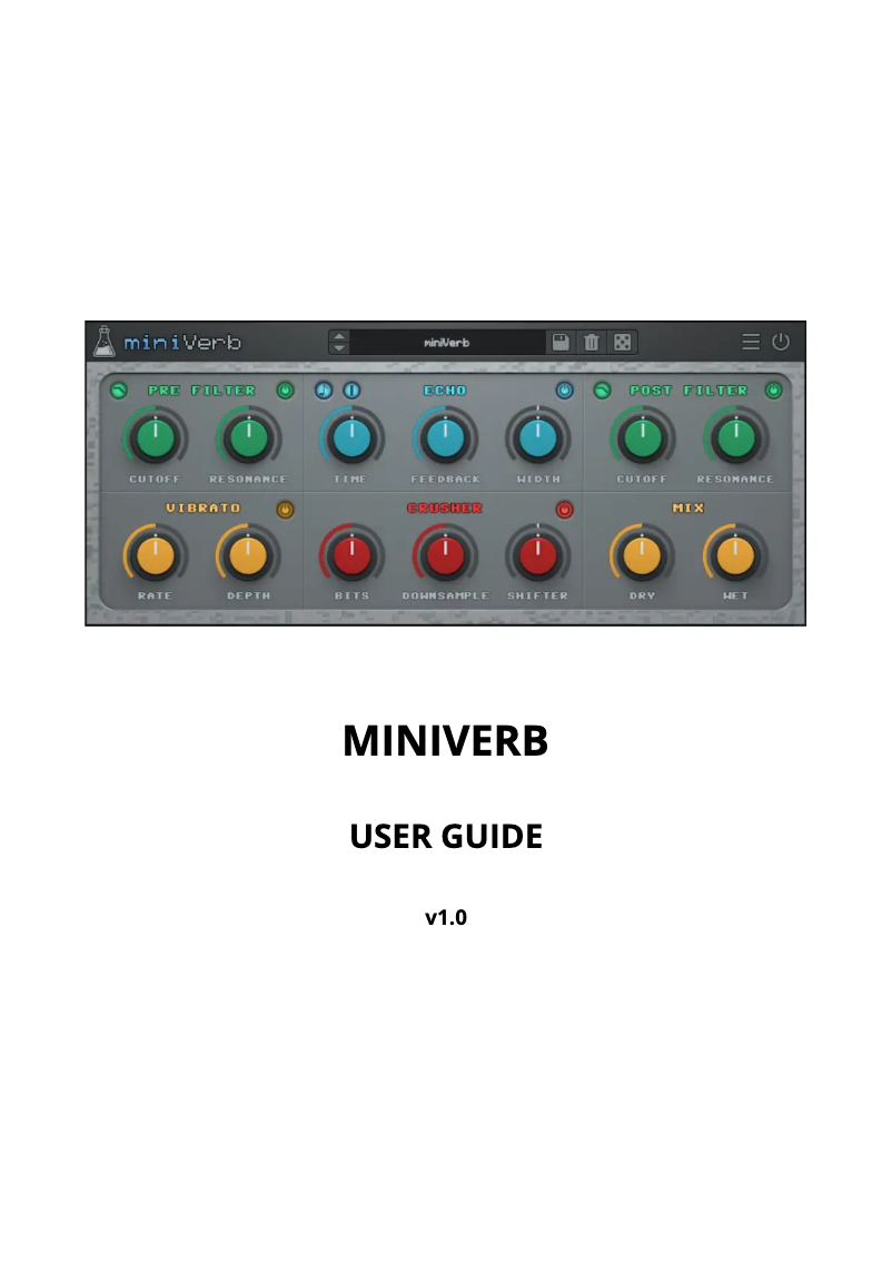 Page n°1 - Manuel utilisateur AudioThing miniVerb