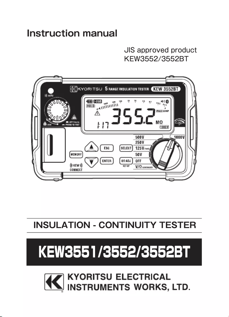Page n°1 - Manuel utilisateur Kyoritsu KEW3552BT