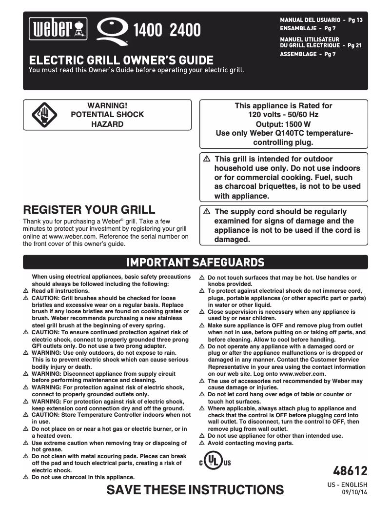 Image de la première page du manuel de l'appareil Q 1400