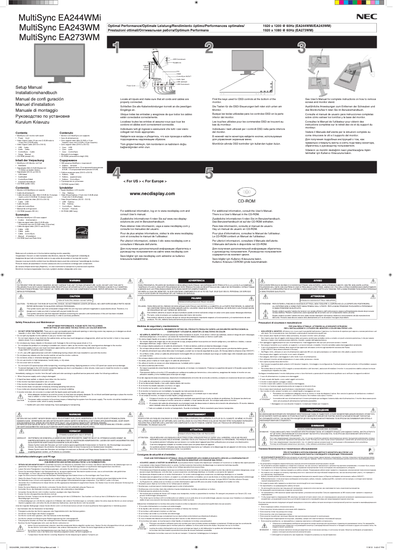 Imagen de la primera página del manual del dispositivo MultiSync EA244WMi