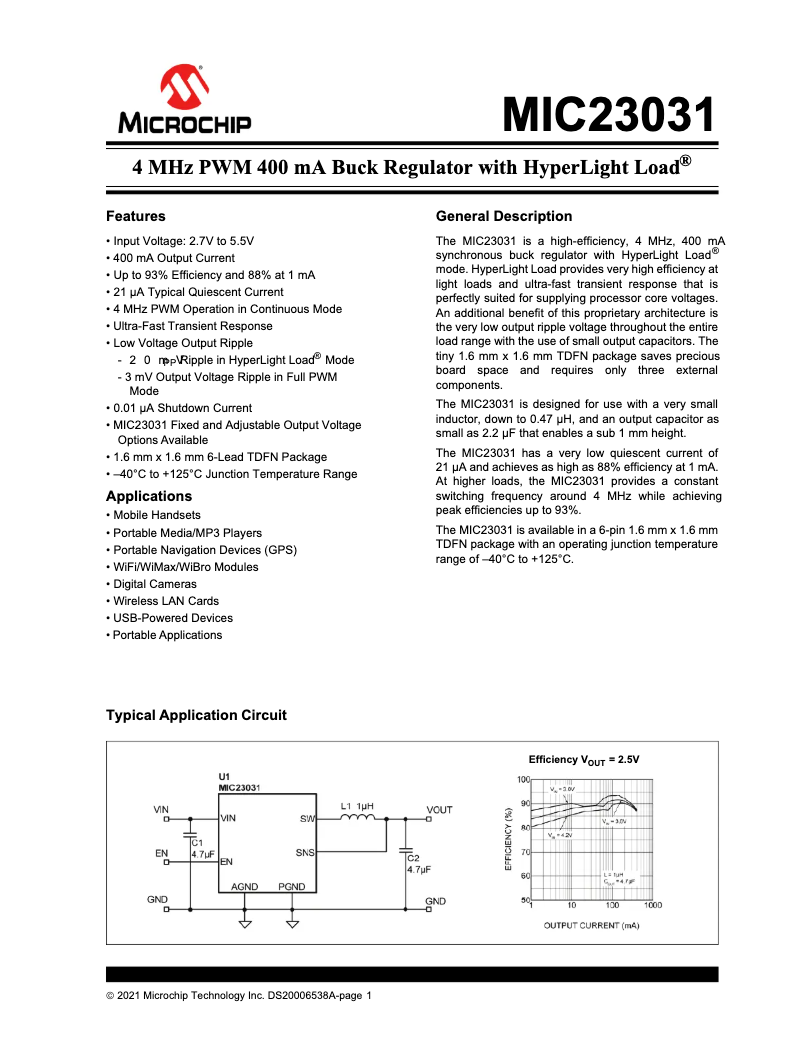 Imagen de la primera página del manual del dispositivo MIC23031