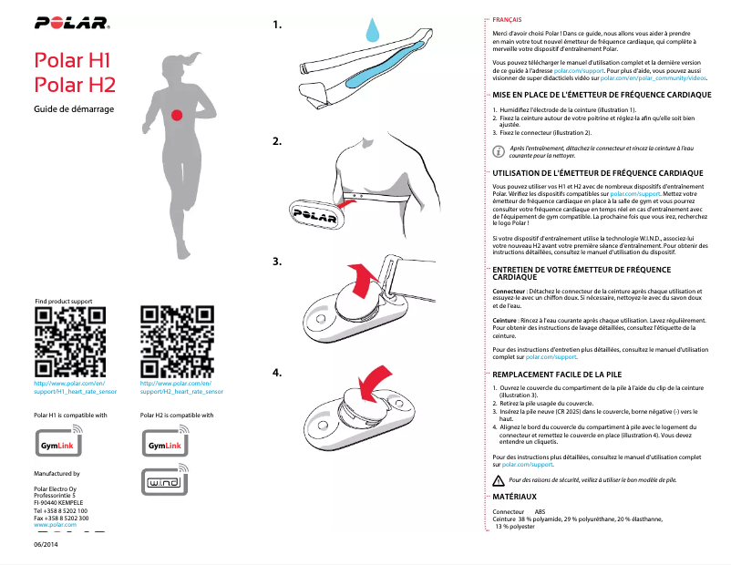 Page 1 de la notice Manuel utilisateur Polar H2