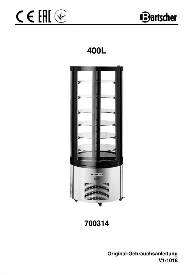 Page n°1 - Manuel utilisateur Bartscher 700314