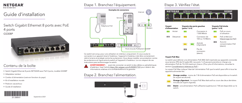 Page n°1 - Guide d'installation Netgear GS308P
