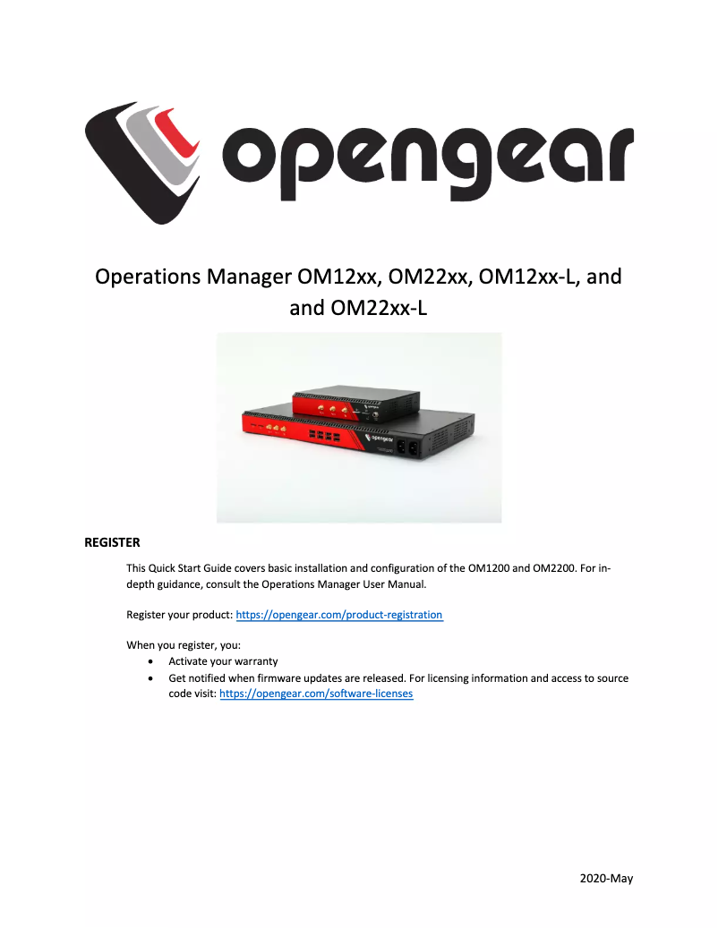 Page 1 de la notice Manuel utilisateur Opengear OM2216