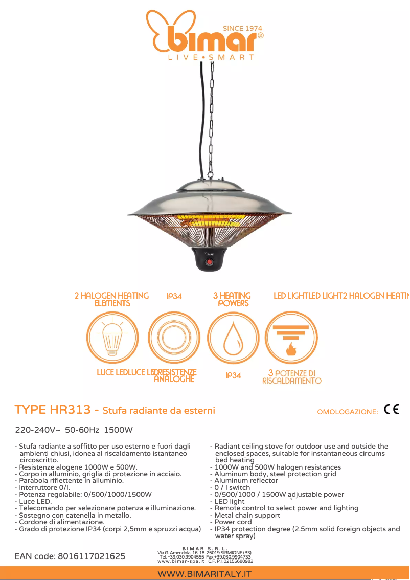 Page n°1 - Fiche technique Bimar HR313