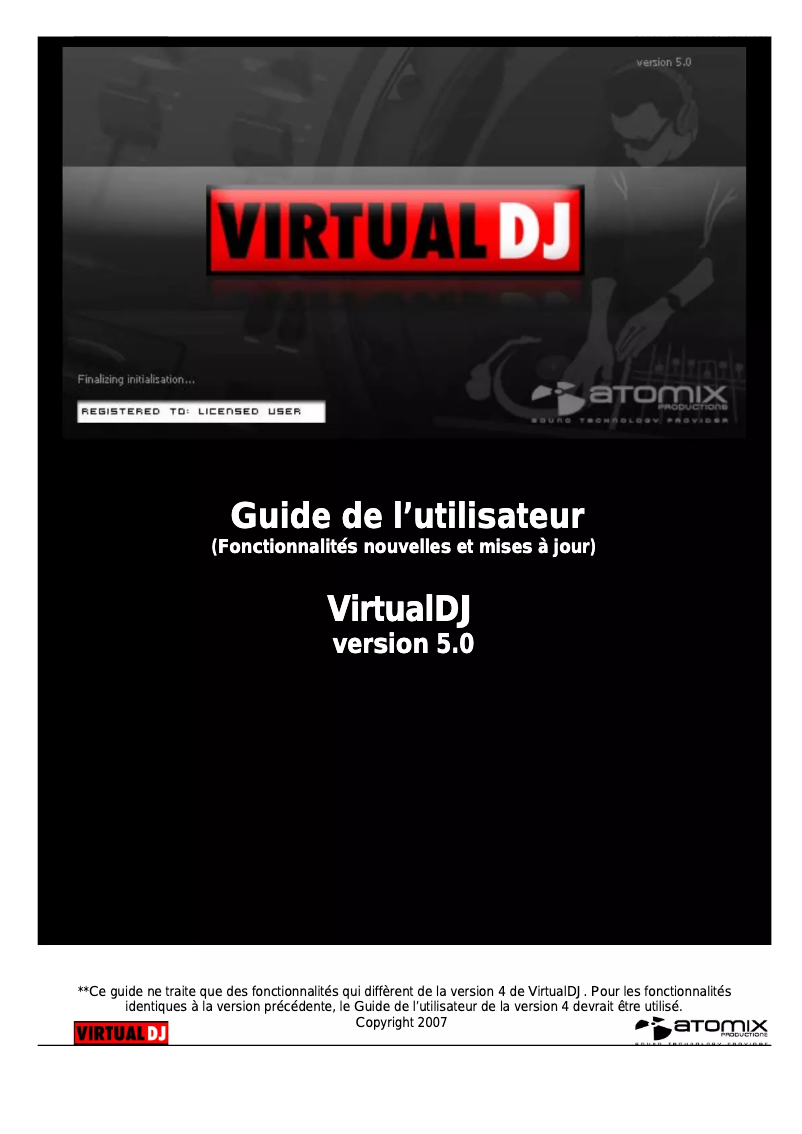 Page n°1 - Manuel utilisateur Atomix Virtual DJ 5