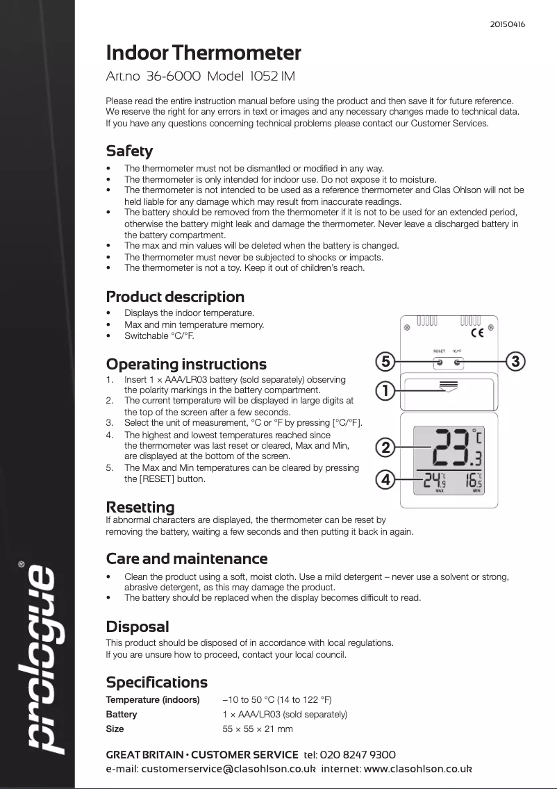 Image de la première page du manuel de l'appareil 1052 IM