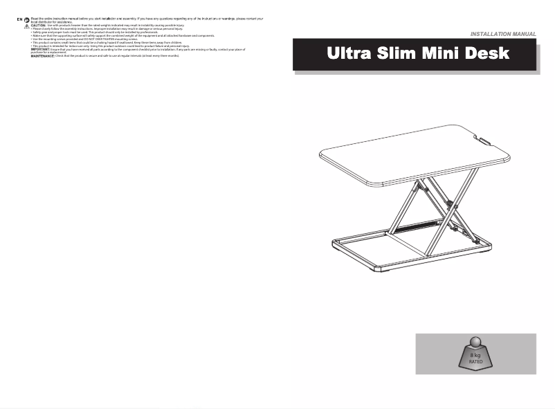 Image de la première page du manuel de l'appareil Ultra Slim Mini Desk