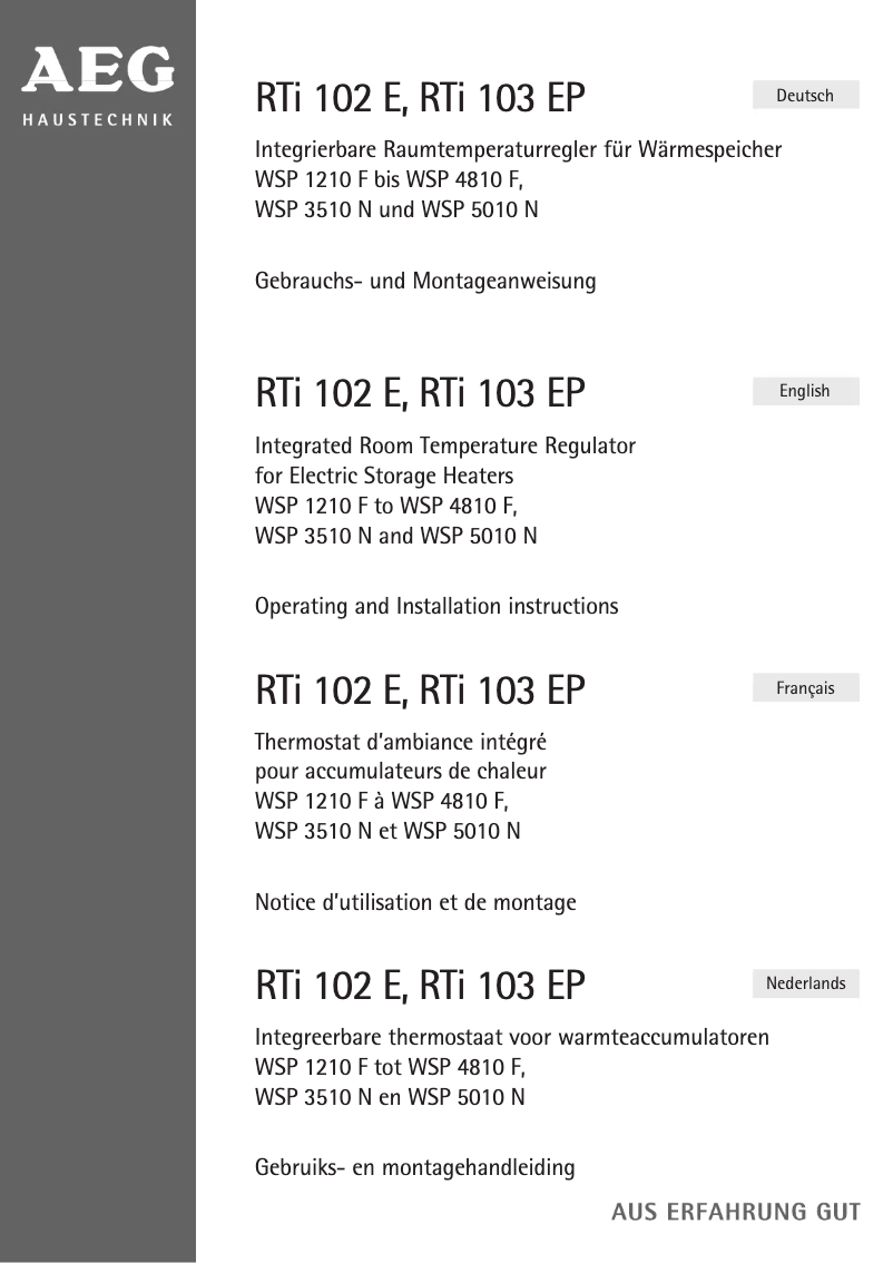 Image de la première page du manuel de l'appareil RTI 103 EP