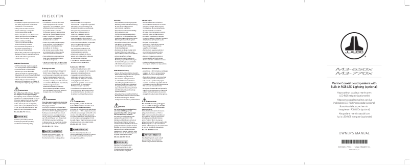 Page 1 de la notice Manuel utilisateur JL Audio M3-770ETXv3