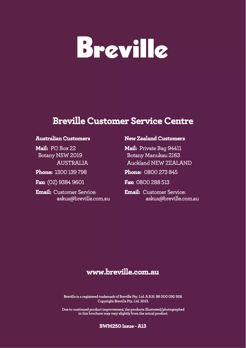 Page 1 de la notice Manuel utilisateur Breville the Crisp Control BWM250