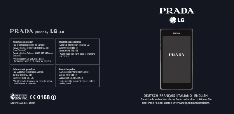 Page 1 de la notice Manuel utilisateur LG Prada