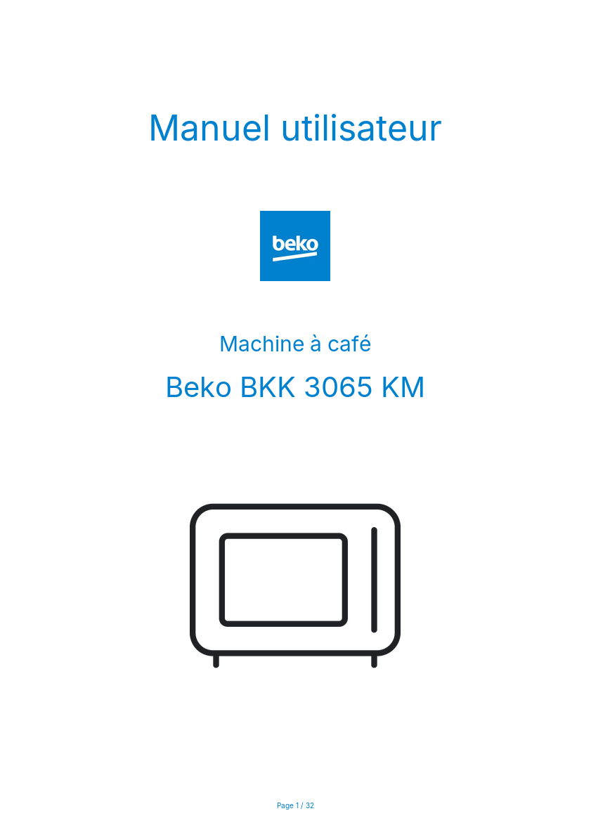 Page n°1 - Manuel utilisateur Beko BKK 3065 KM