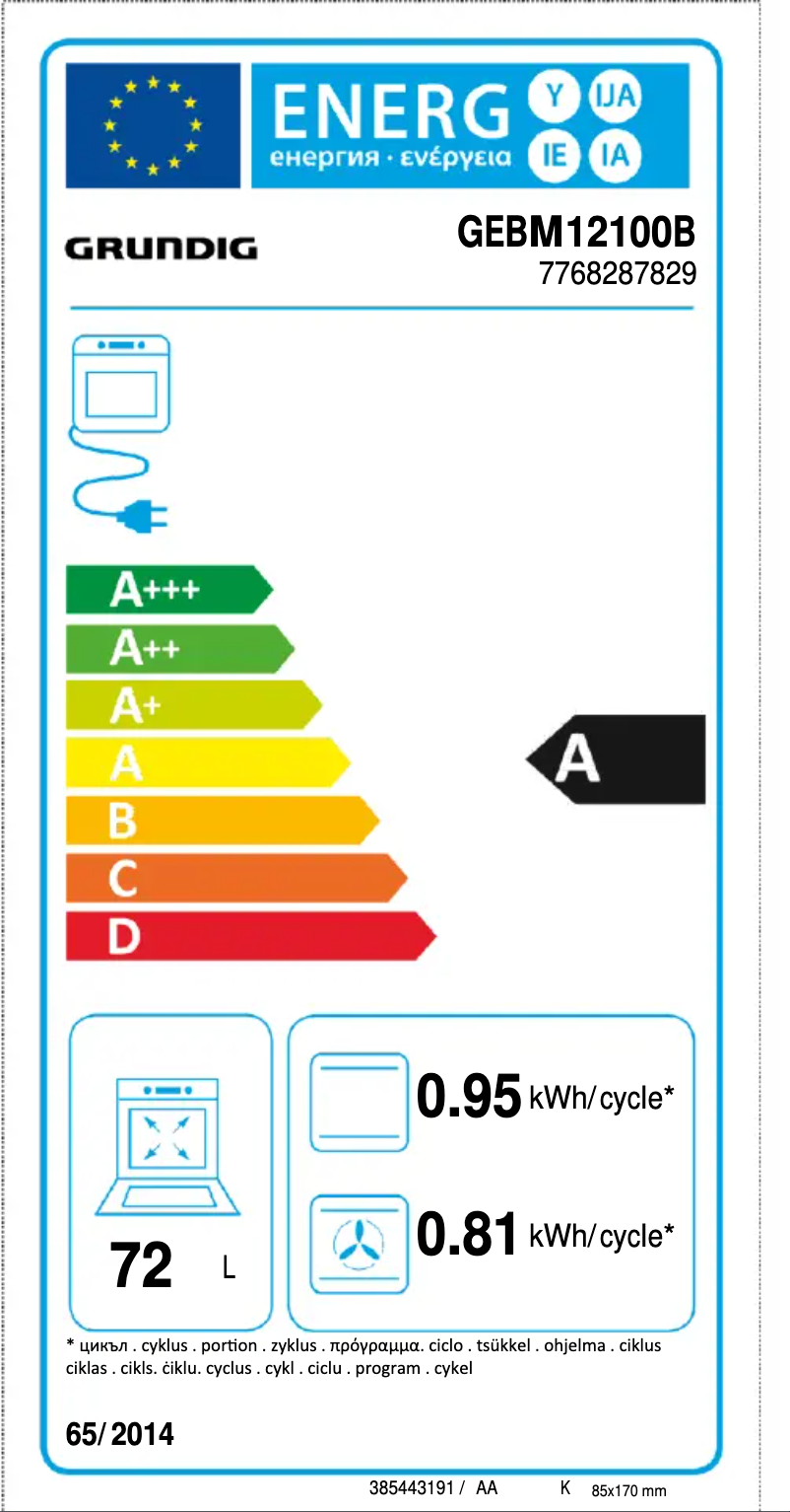 Page n°1 - Label énergétique Grundig GEBM12100B