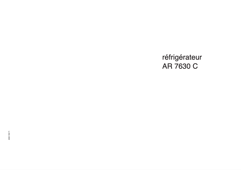 Page 1 de la notice Manuel utilisateur Arthur Martin-Electrolux AR7630C