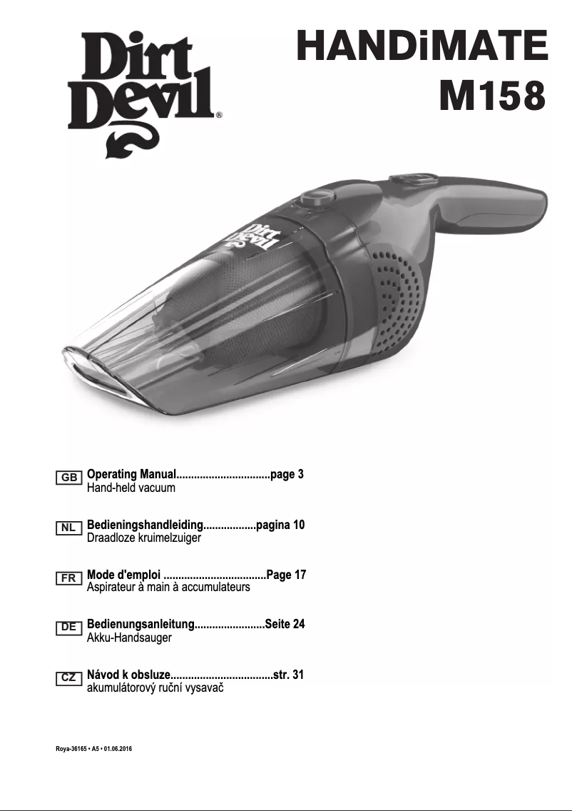 Page n°1 - Manuel utilisateur Dirt Devil M158-0