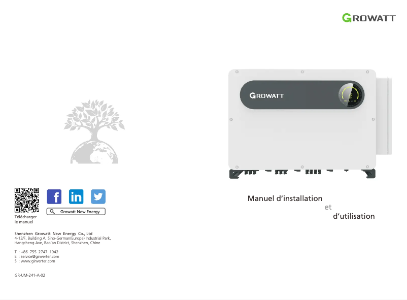Page 1 de la notice Manuel utilisateur Growatt MAX 100-125KTL3-X MV
