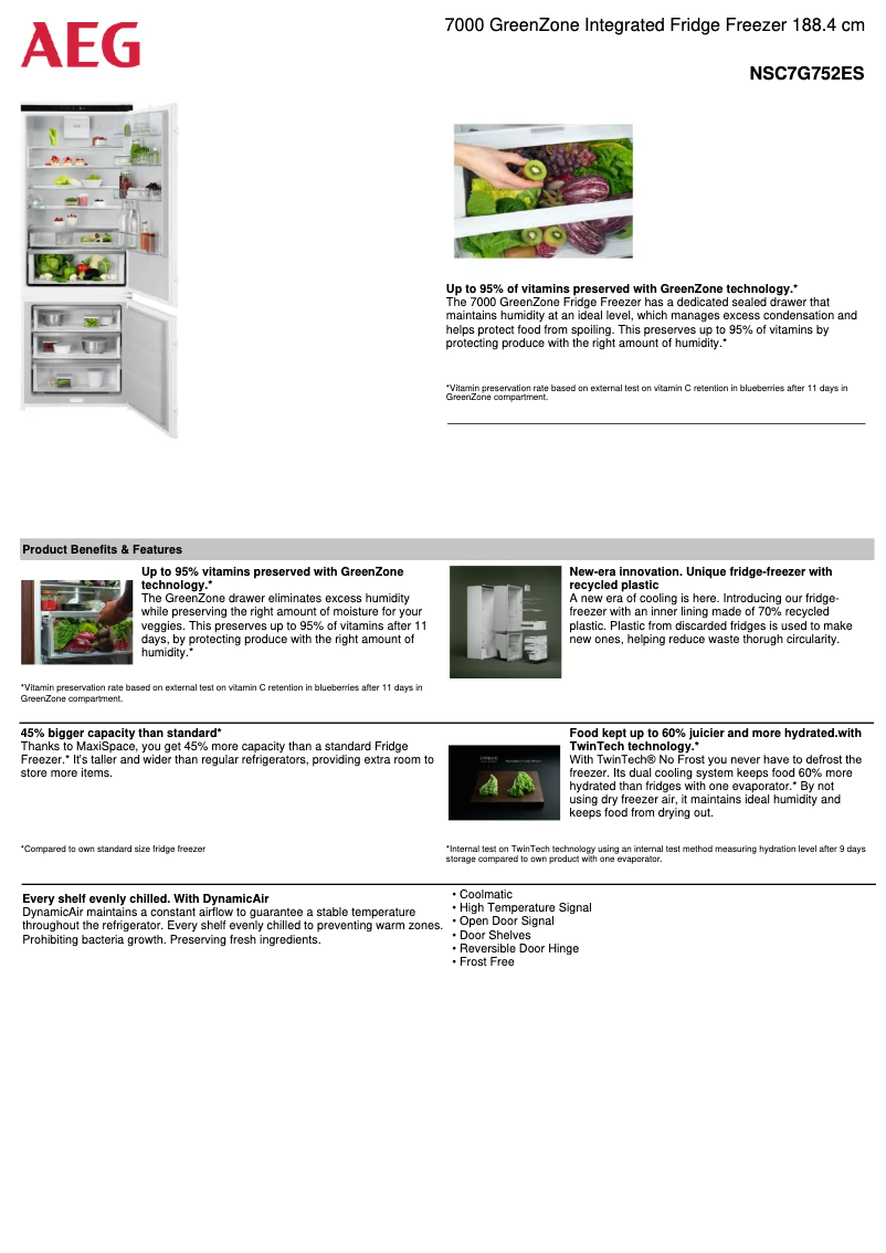 Page n°1 - Fiche technique AEG NSC7G752ES