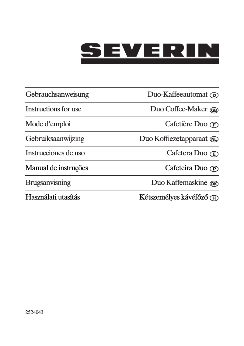 Page 1 de la notice Manuel utilisateur Severin Ka 5826 duo