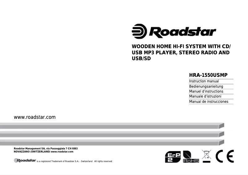 Page 1 of the manual User Manual Roadstar HRA-1550USMP