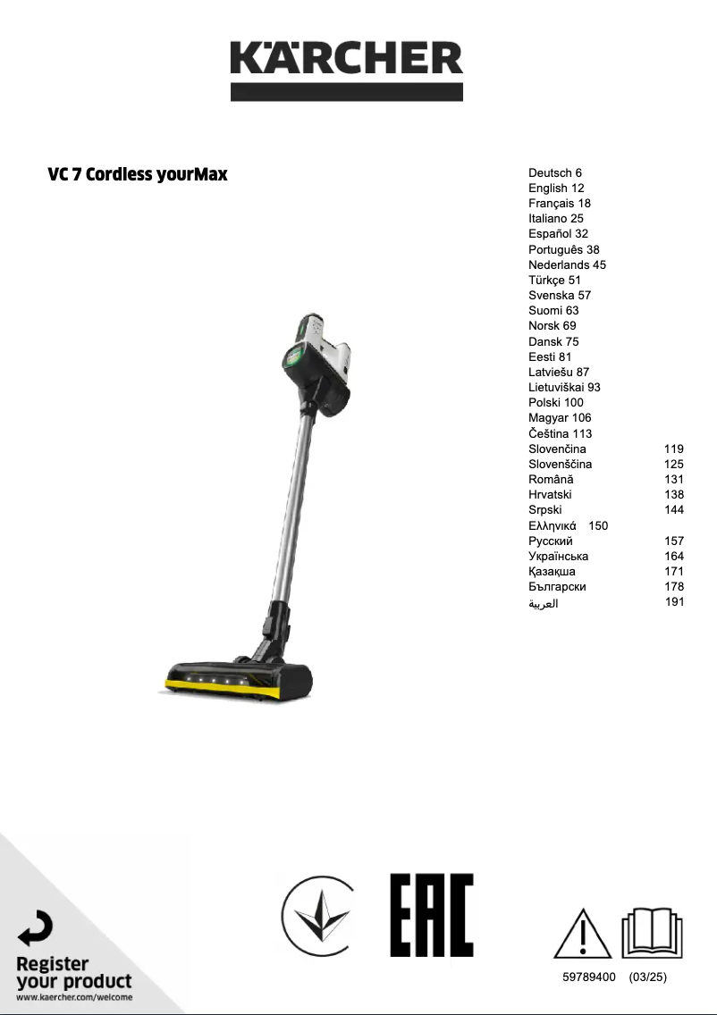 Page 1 de la notice Manuel utilisateur Kärcher VC 7 Cordless