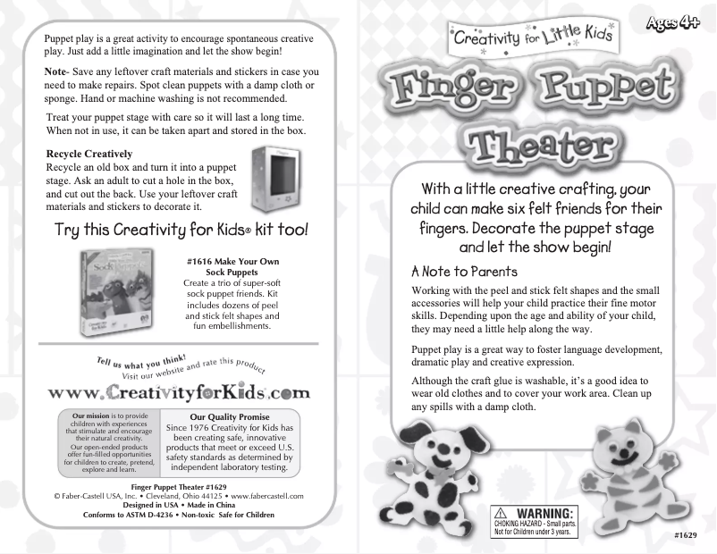 Página 1 del manual Manual de usuario Faber-Castell Finger Puppet Theatre