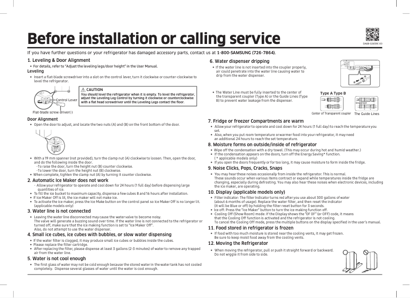 Page n°1 - Guide d'installation Samsung RS27T5200SR