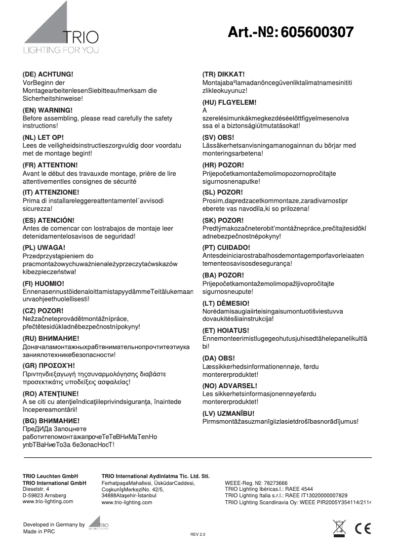 Image de la première page du manuel de l'appareil Curva 605600307