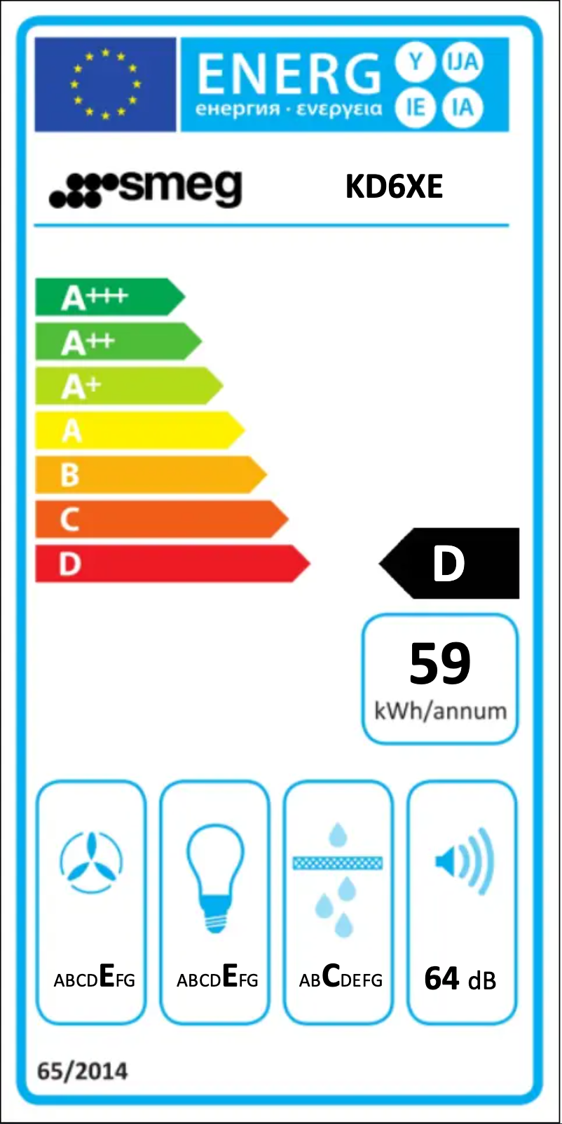 Page n°1 - Label énergétique Smeg KD6XE
