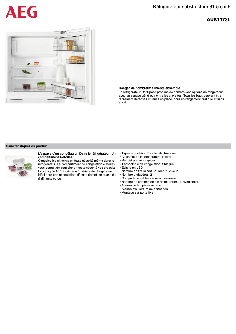 Image de la première page du manuel de l'appareil AUK1173L