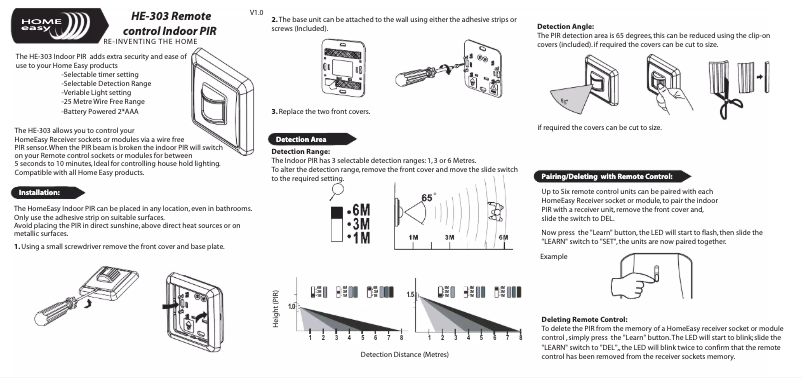 Page 1 de la notice Manuel utilisateur Home Easy HE-303