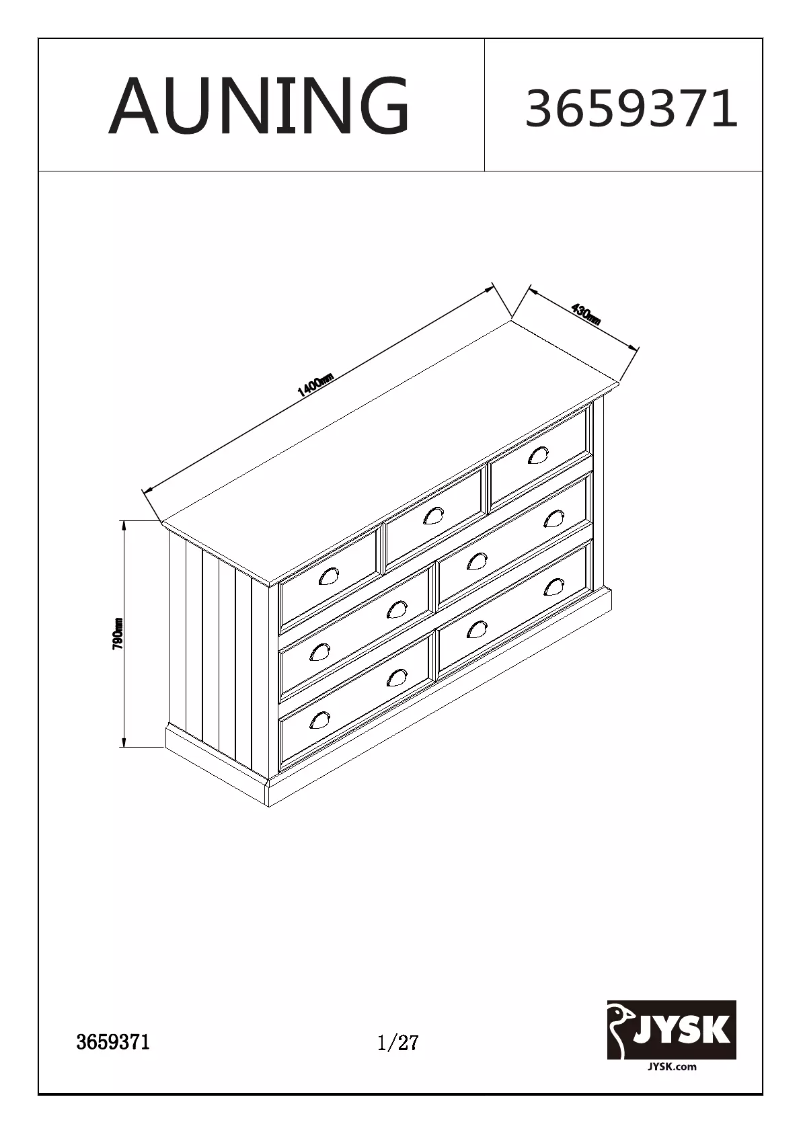Page n°1 - Manuel utilisateur JYSK Auning (140x79x43)