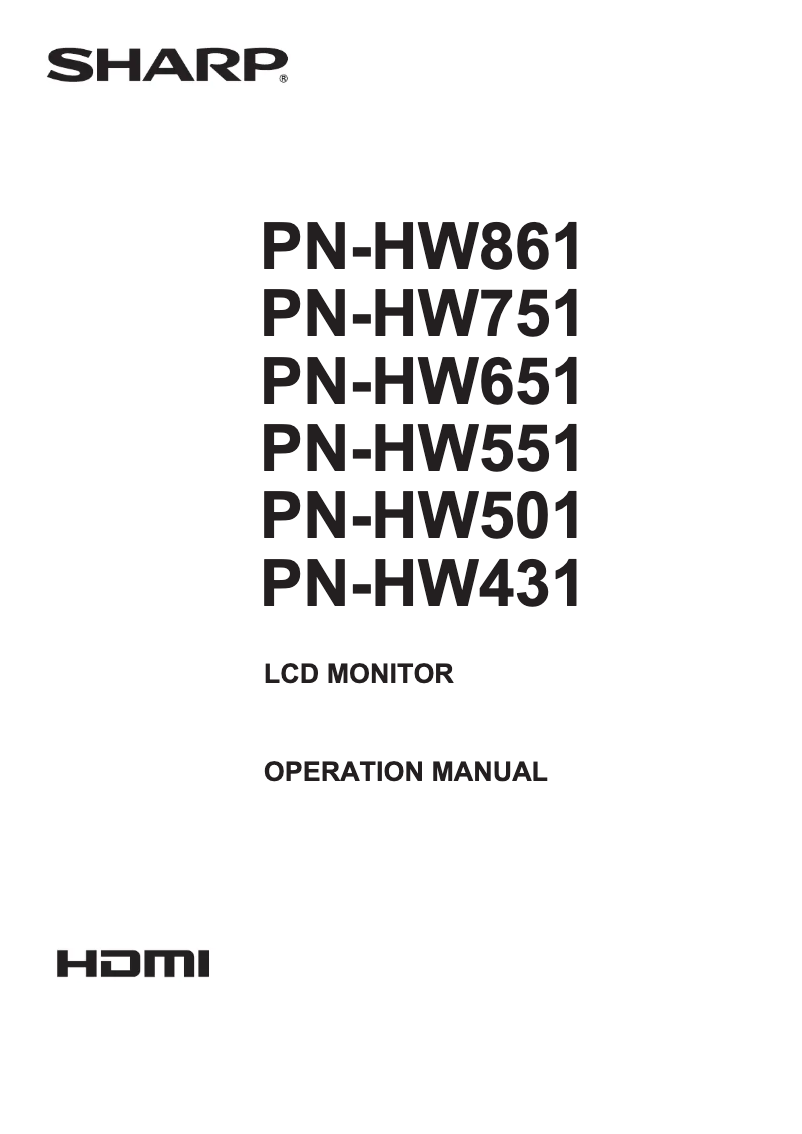Page 1 de la notice Manuel utilisateur Sharp PN-HW501T