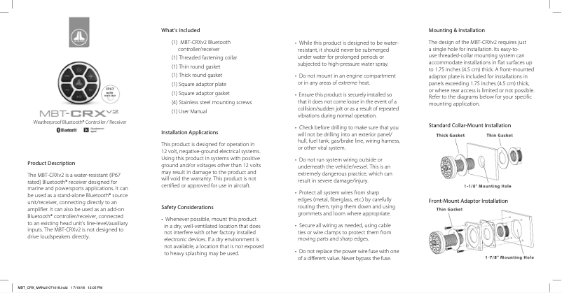 Image de la première page du manuel de l'appareil MBT-CRXv2